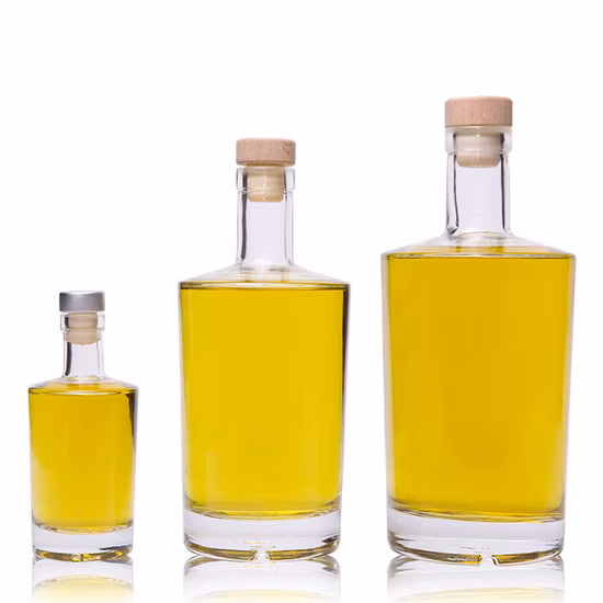 Manufacturer Wholesale Custom Design 500ml 750ml Clear Empty Gin Whiskey Liquor Brandy Vodka Wine Glass Bottle with Custom Design Lids